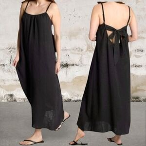 Sol Angeles Gauzy‎ Maxi Dress Black Size Medium/Large NWT $128 MSRP
